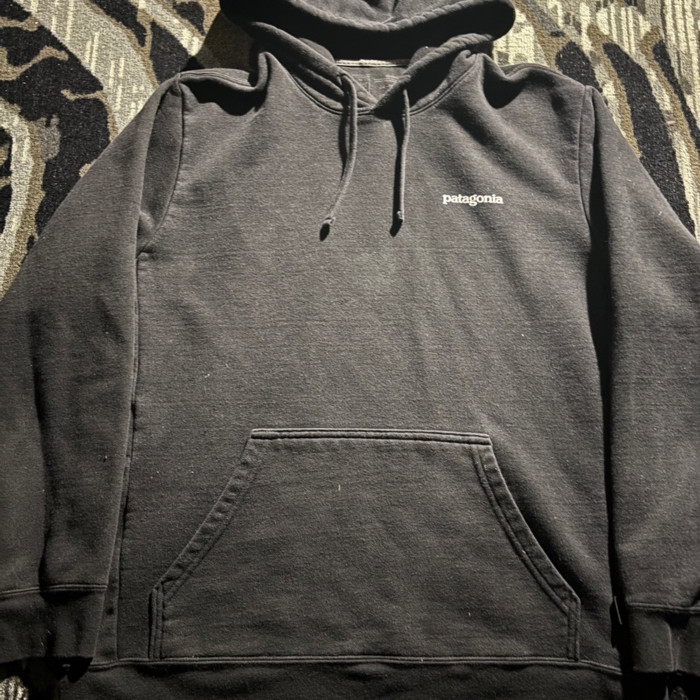 Patagonia Black Pullover Hoodie with Chest Logo